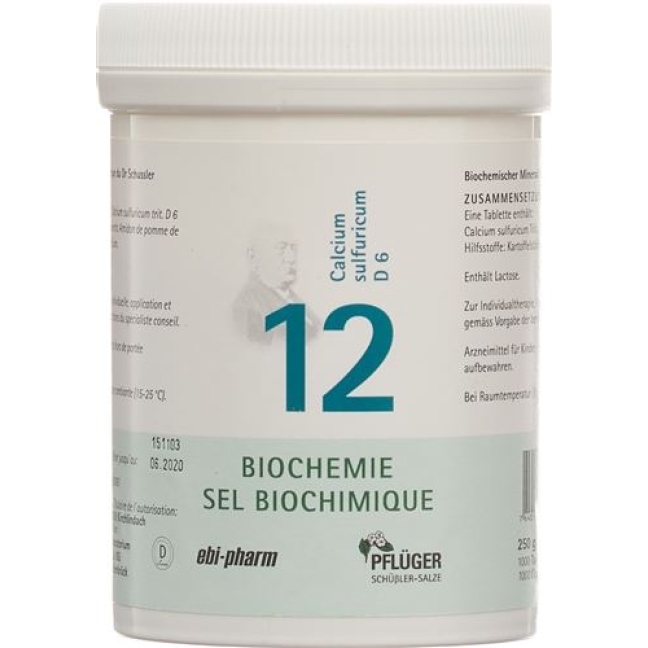 Pflueger Schussler Nr. 12 Calc Sulf в таблетках, D 6 250г Pflueger Schussler Nr. 12 Calc Sulf в таблетках, D 6 250г