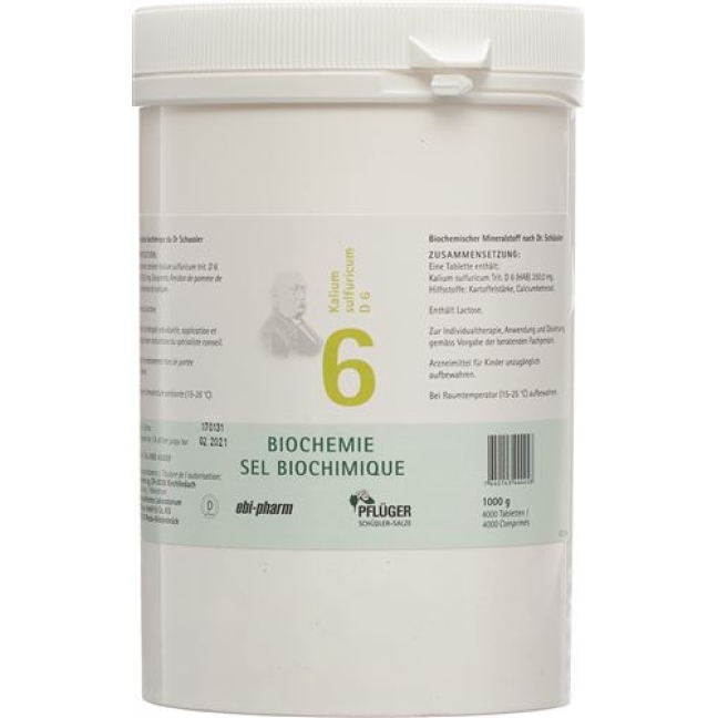 Pflueger Schussler Nr. 6 Kal Sulf в таблетках, D 6 1000г Pflueger Schussler Nr. 6 Kal Sulf в таблетках, D 6 1000г