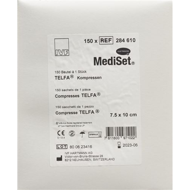 Mediset IVF Telfa Kompressen 10x7.5см стерильный 150 пакетиков Mediset IVF Telfa Kompressen 10x7.5см стерильный 150 пакетиков