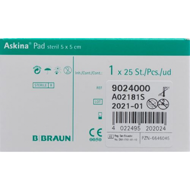 Askina Pad Vliesstoffkompresse 5смx5см 25 штук