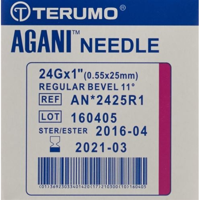 Terumo Agani Einmalkanulen 24г 0.55x25мм Lila 100 штук