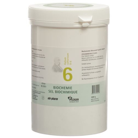 Pflueger Schussler Nr. 6 Kal Sulf в таблетках, D 6 1000г Pflueger Schussler Nr. 6 Kal Sulf в таблетках, D 6 1000г