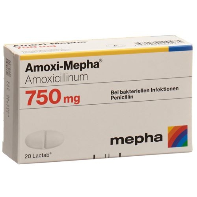 Amoxi Mepha 750 mg 20 Lactabs Amoxi Mepha 750 mg 20 Lactabs
