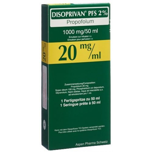Дизоприван ПФС 2% эмульсия 1 г / 50 мл 1 предварительно заполненный шприц 50 мл