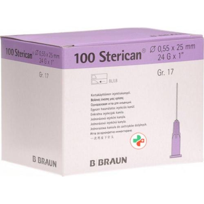 Sterican Nadel 24г 0.55x25мм Lila Luer 100 штук