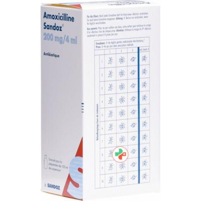 Amoxicillin Sandoz Granulat 200 mg/4 ml 100 ml Amoxicillin Sandoz Granulat 200 mg/4 ml 100 ml