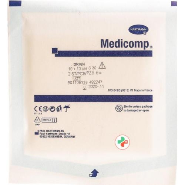 Medicomp Drain Vlieskompressen 10x10см Steril 25 пакетиков 2 шту