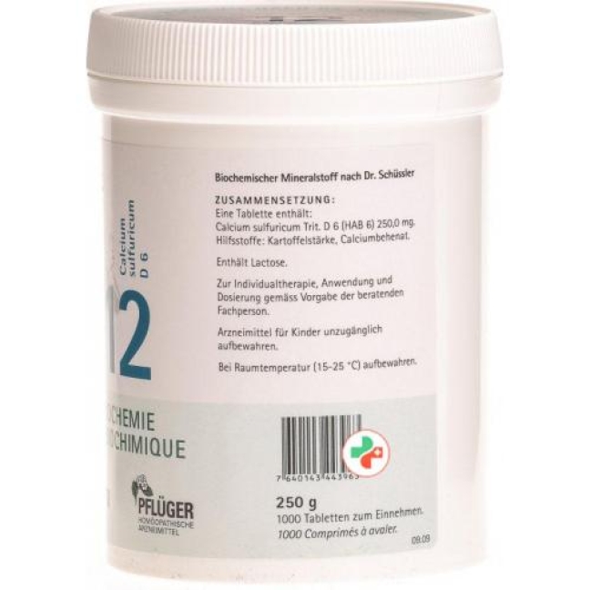 Pflueger Schussler Nr. 12 Calc Sulf в таблетках, D 6 250г Pflueger Schussler Nr. 12 Calc Sulf в таблетках, D 6 250г