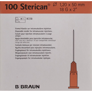 STERICAN needle 18G 1.20x50mm pink Luer