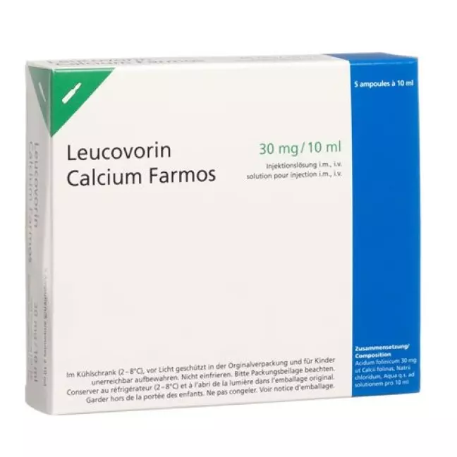 Leucovorin Calcium Farmos 30 mg/10 ml 5 Ampullen 10 ml Leucovorin Calcium Farmos 30 mg/10 ml 5 Ampullen 10 ml