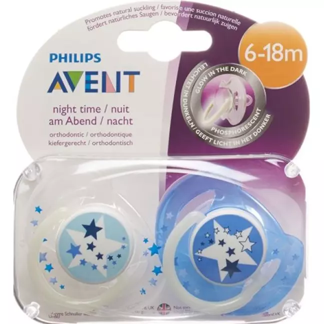 Avent Philips Beruhig Nuggi Si 6-18 Mt Nacht 2 штуки Avent Philips Beruhig Nuggi Si 6-18 Mt Nacht 2 штуки