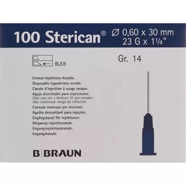 Sterican Nadel 23г 0.60x30мм Blau Luer 100 штук Sterican Nadel 23г 0.60x30мм Blau Luer 100 штук