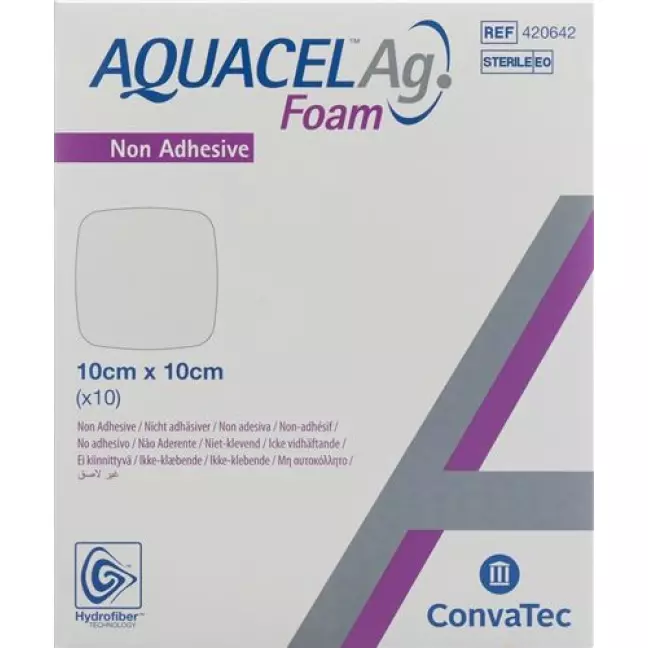 Aquacel Ag Foam 10x10см Non-Adh 10 штук Aquacel Ag Foam 10x10см Non-Adh 10 штук