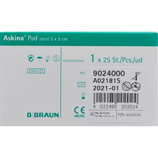 Askina Pad Vliesstoffkompresse 5смx5см 25 штук Askina Pad Vliesstoffkompresse 5смx5см 25 штук