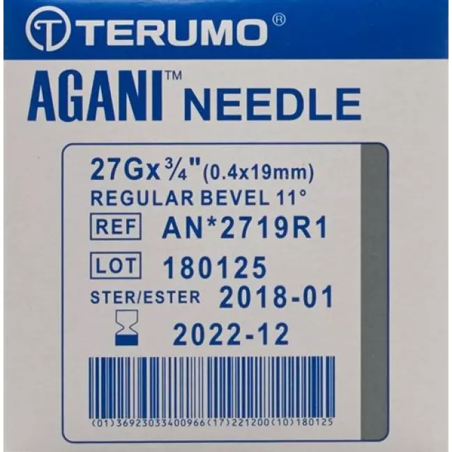 Terumo Agani Einmalkanulen 27г 0.4x19мм Grau 100 штук Terumo Agani Einmalkanulen 27г 0.4x19мм Grau 100 штук