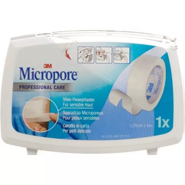 3M Micropore Vlies Heftpflaster mit Dispenser 12.5мм x 5m weiss 3M Micropore Vlies Heftpflaster mit Dispenser 12.5мм x 5m weiss