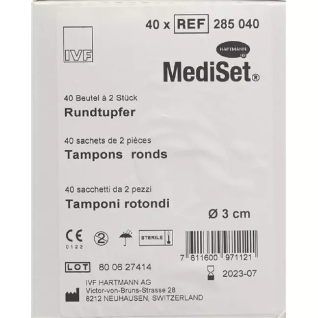 Mediset IVF Rundtupfer 3см стерильный 40 пакетиков 2 штуки Mediset IVF Rundtupfer 3см стерильный 40 пакетиков 2 штуки