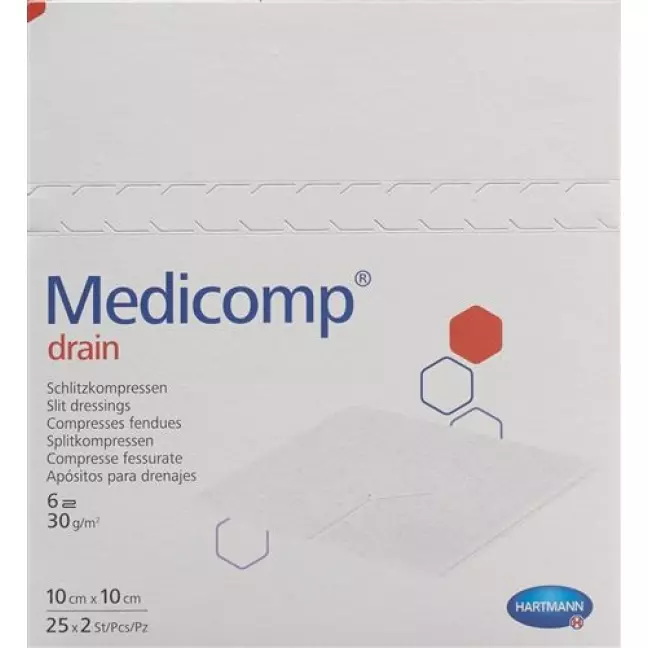 Medicomp Drain Vlieskompressen 10x10см Steril 25 пакетиков 2 шту Medicomp Drain Vlieskompressen 10x10см Steril 25 пакетиков 2 шту