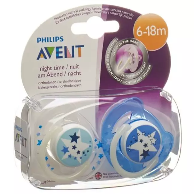 Avent Philips Beruhig Nuggi Si 6-18 Mt Nacht 2 штуки Avent Philips Beruhig Nuggi Si 6-18 Mt Nacht 2 штуки