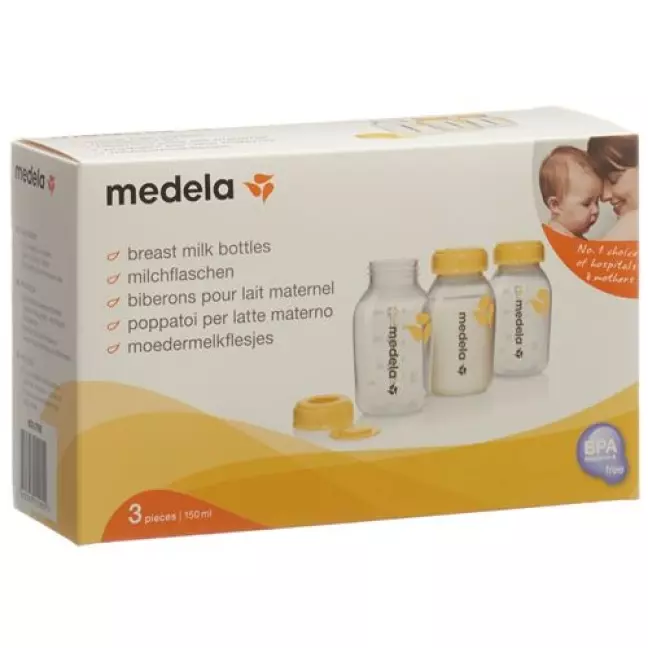 Medela Milchflasche 150мл 3 штуки bedruckt mit Deckel Medela Milchflasche 150мл 3 штуки bedruckt mit Deckel