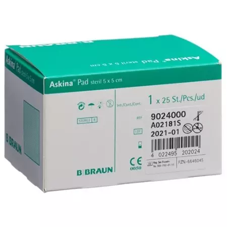 Askina Pad Vliesstoffkompresse 5смx5см 25 штук Askina Pad Vliesstoffkompresse 5смx5см 25 штук