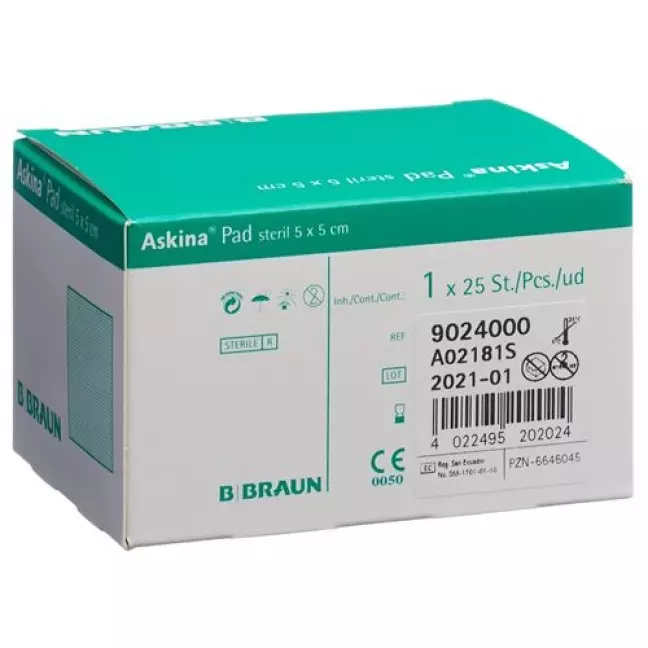 Askina Pad Vliesstoffkompresse 5смx5см 25 штук Askina Pad Vliesstoffkompresse 5смx5см 25 штук