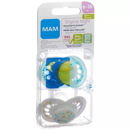 Mam Night Nuggi Sili 6-16m Spez Kol Boy 2 штуки Mam Night Nuggi Sili 6-16m Spez Kol Boy 2 штуки