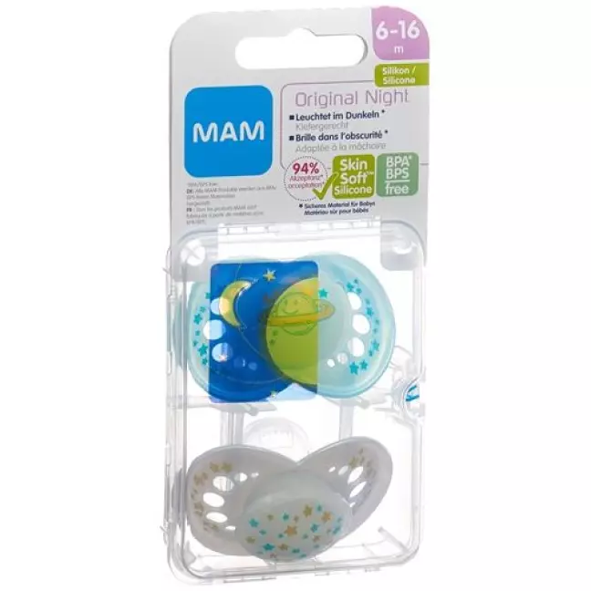 Mam Night Nuggi Sili 6-16m Spez Kol Boy 2 штуки Mam Night Nuggi Sili 6-16m Spez Kol Boy 2 штуки