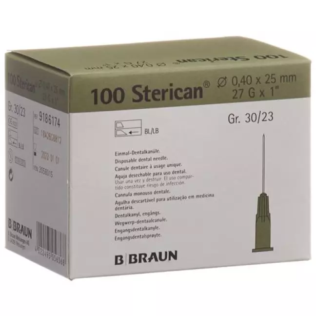 Sterican Nadel Dent 27г 0.4x25мм Grau 100 штук Sterican Nadel Dent 27г 0.4x25мм Grau 100 штук