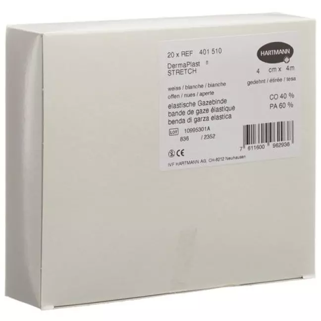 Dermaplast Stretch марлевый бинт Weiss 4смx4m 20 штук Dermaplast Stretch марлевый бинт Weiss 4смx4m 20 штук