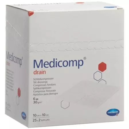 Medicomp Drain Vlieskompressen 10x10см Steril 25 пакетиков 2 шту Medicomp Drain Vlieskompressen 10x10см Steril 25 пакетиков 2 шту