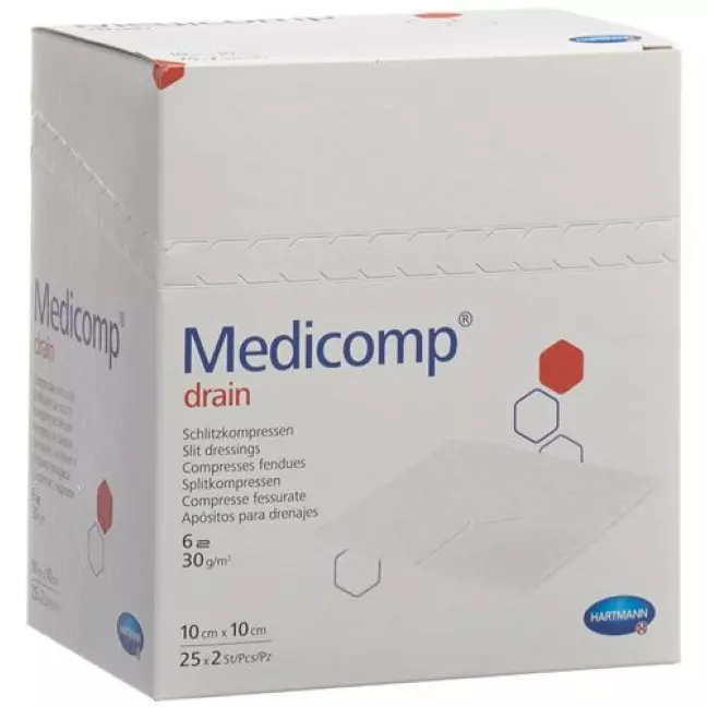 Medicomp Drain Vlieskompressen 10x10см Steril 25 пакетиков 2 шту Medicomp Drain Vlieskompressen 10x10см Steril 25 пакетиков 2 шту