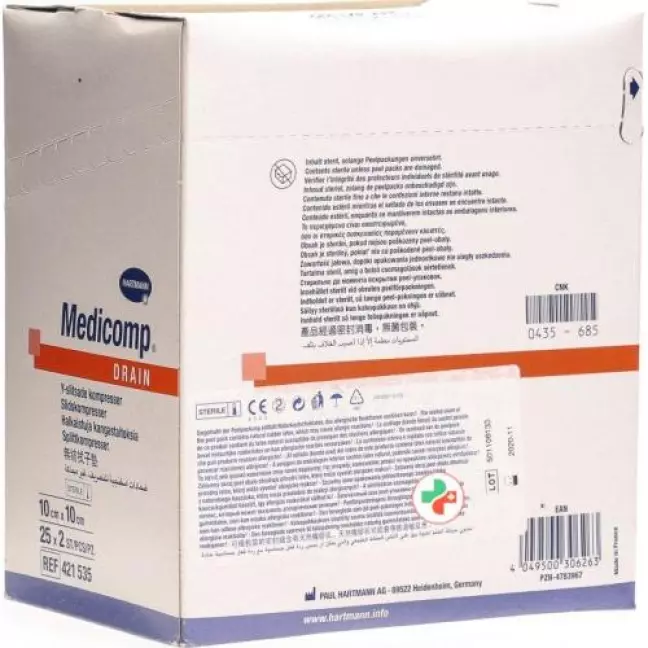 Medicomp Drain Vlieskompressen 10x10см Steril 25 пакетиков 2 шту Medicomp Drain Vlieskompressen 10x10см Steril 25 пакетиков 2 шту