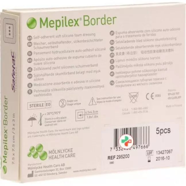 Mepilex Border Schaumverband 7.5x7.5см Silik 5 штук Mepilex Border Schaumverband 7.5x7.5см Silik 5 штук