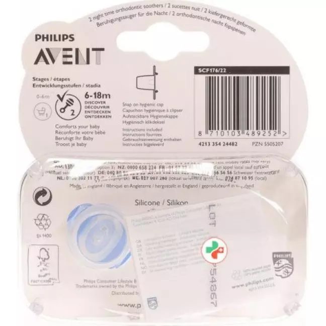 Avent Philips Beruhig Nuggi Si 6-18 Mt Nacht 2 штуки Avent Philips Beruhig Nuggi Si 6-18 Mt Nacht 2 штуки