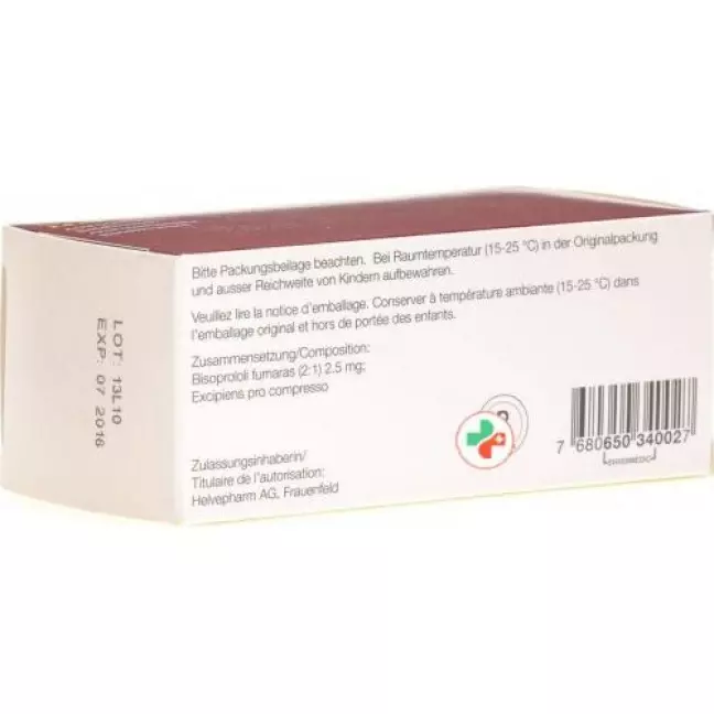 Bisoprolol Helvepharm 2.5 mg 100 tablets