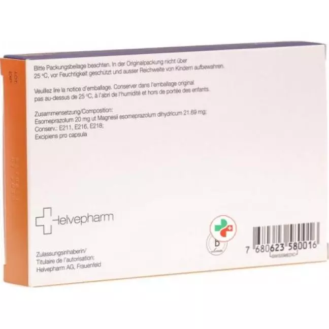 Esomeprazol Helvepharm 20 mg 14 Kaps Esomeprazol Helvepharm 20 mg 14 Kaps