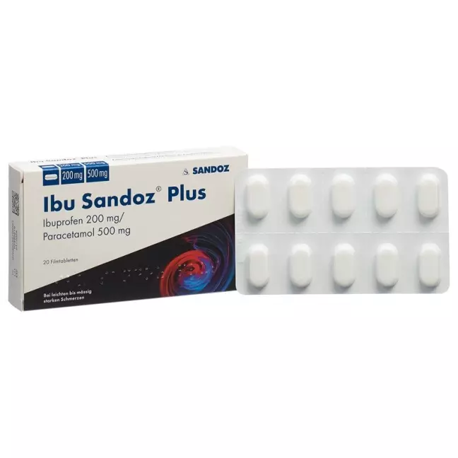 IBU Sandoz Plus пленочная таблетка 200 мг/500 мг IBU Sandoz Plus пленочная таблетка 200 мг/500 мг
