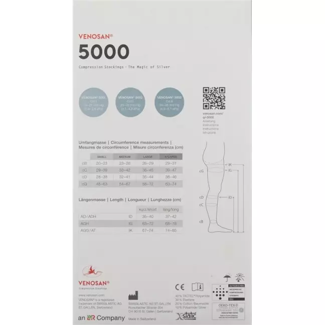 VENOSAN 5001 A-DH KKL1 S длинный открытый черный 1 пара