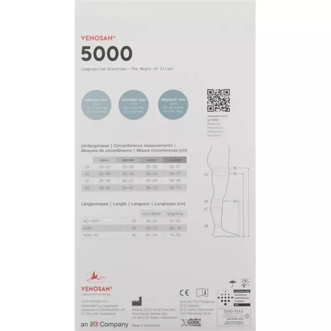 VENOSAN 5001 A-D KKL1 L укороченный темно-синий 1 пара