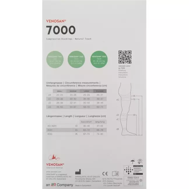 Venosan 7002 A-dh Kkl2 M Short Off Beige 1 pair