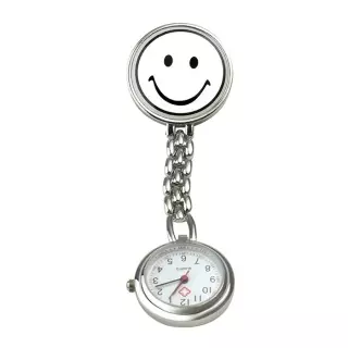 Sundo Schwestern-Uhr Smiley 9cm Weiss M Clip Batt